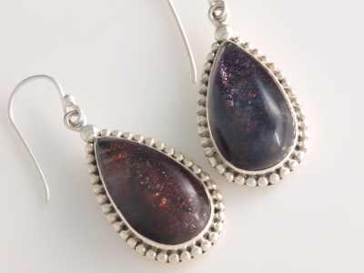 Sunstone-Iolite Earrings in Sterling Silver